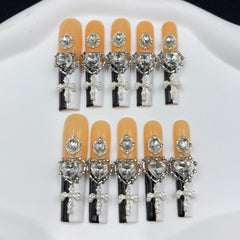 Diamond Cross Handmade Nails G041