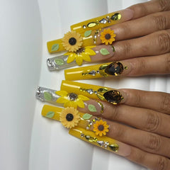 Sunflower Gleam Handmade Nails G044