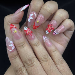 Whimsical Floral Fantasy Handmade Nails D447