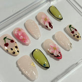 Charming Floral Fusion Handmade Nails D418
