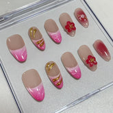 Glamorous Sakura Handmade Nails D448a