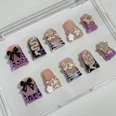 Purple Bling Fantasy Duck Nails L192