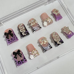 Purple Bling Fantasy Duck Nails L192