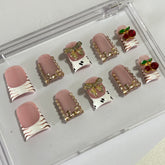 Golden Cherry Fantasy Handmade Duck Nails L214