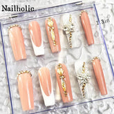 Peachy Elegance Handmade Nails D043