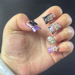Purple Bling Fantasy Duck Nails L192