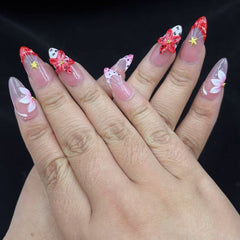 Whimsical Floral Fantasy Handmade Nails D447