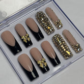 Glamour Bow & Bling Handmade Nails D036