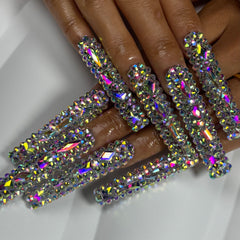 Glamorous Crystal Galaxy Handmade Nails N010