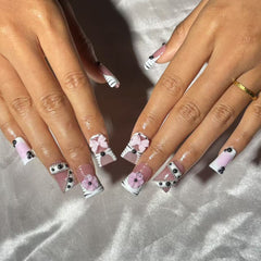 Pink Zebra Chic Handmade Nails L268