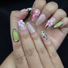 Charming Floral Fusion Handmade Nails D418