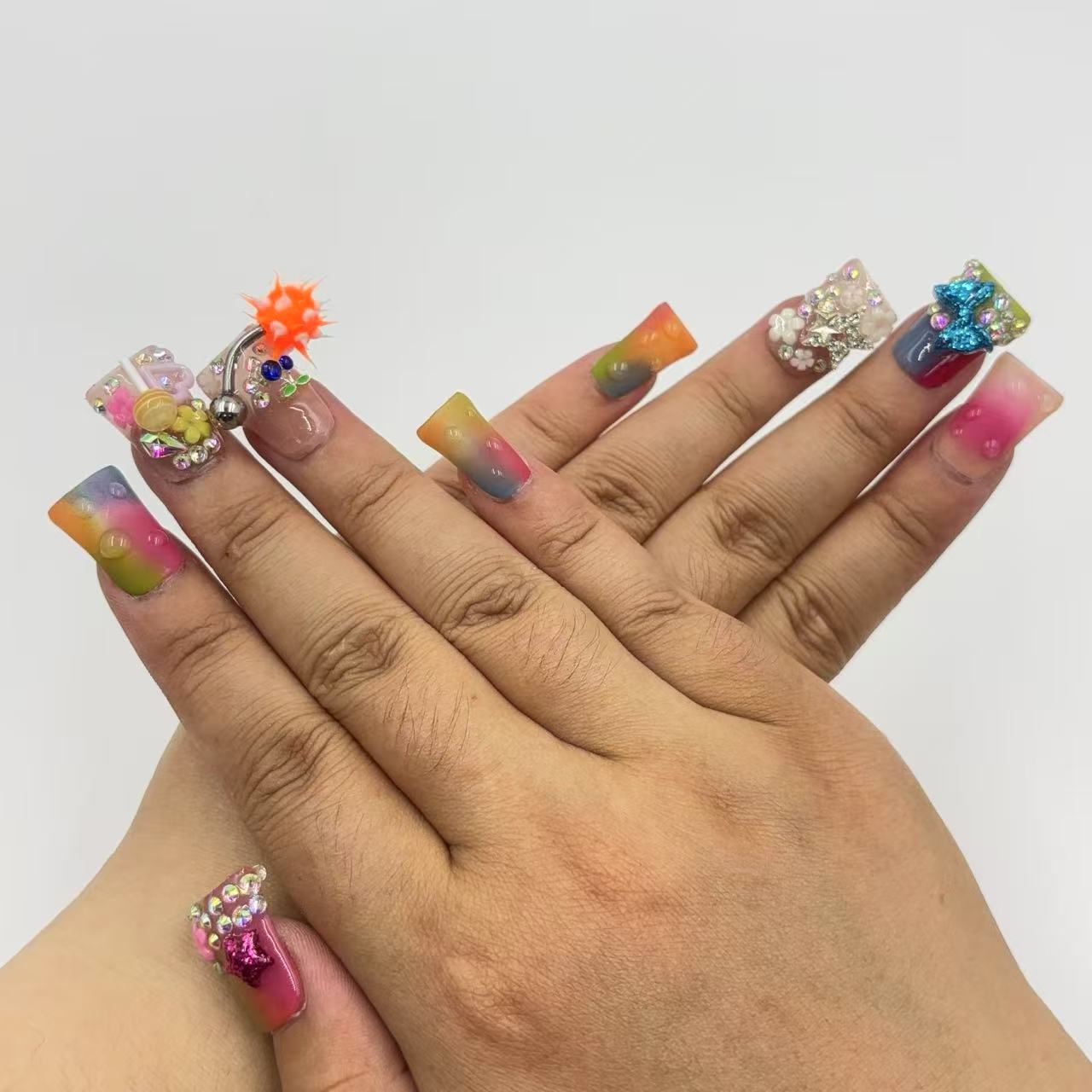 Rainbow Fun Duck Nails L254