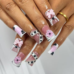 Pink Zebra Chic Handmade Nails L268