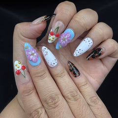 Cherry Blossom Delight Handmade Nails D439