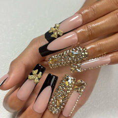 Glamour Bow & Bling Handmade Nails D036