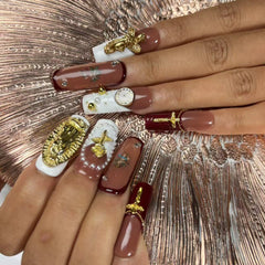 Gilded Scarlet Handmade Nails G026