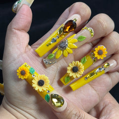 Sunflower Gleam Handmade Nails G044