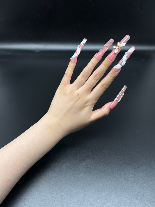 Pink Dreamy Handmade Nails L208