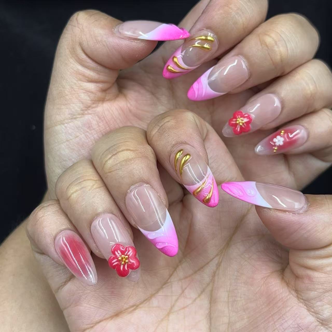 Glamorous Sakura Handmade Nails D448a