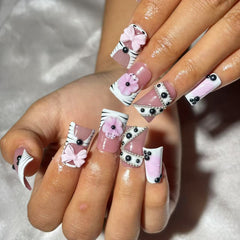 Pink Zebra Chic Handmade Nails L268