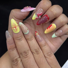 Vivid Tropical Fantasy Handmade Nails D445