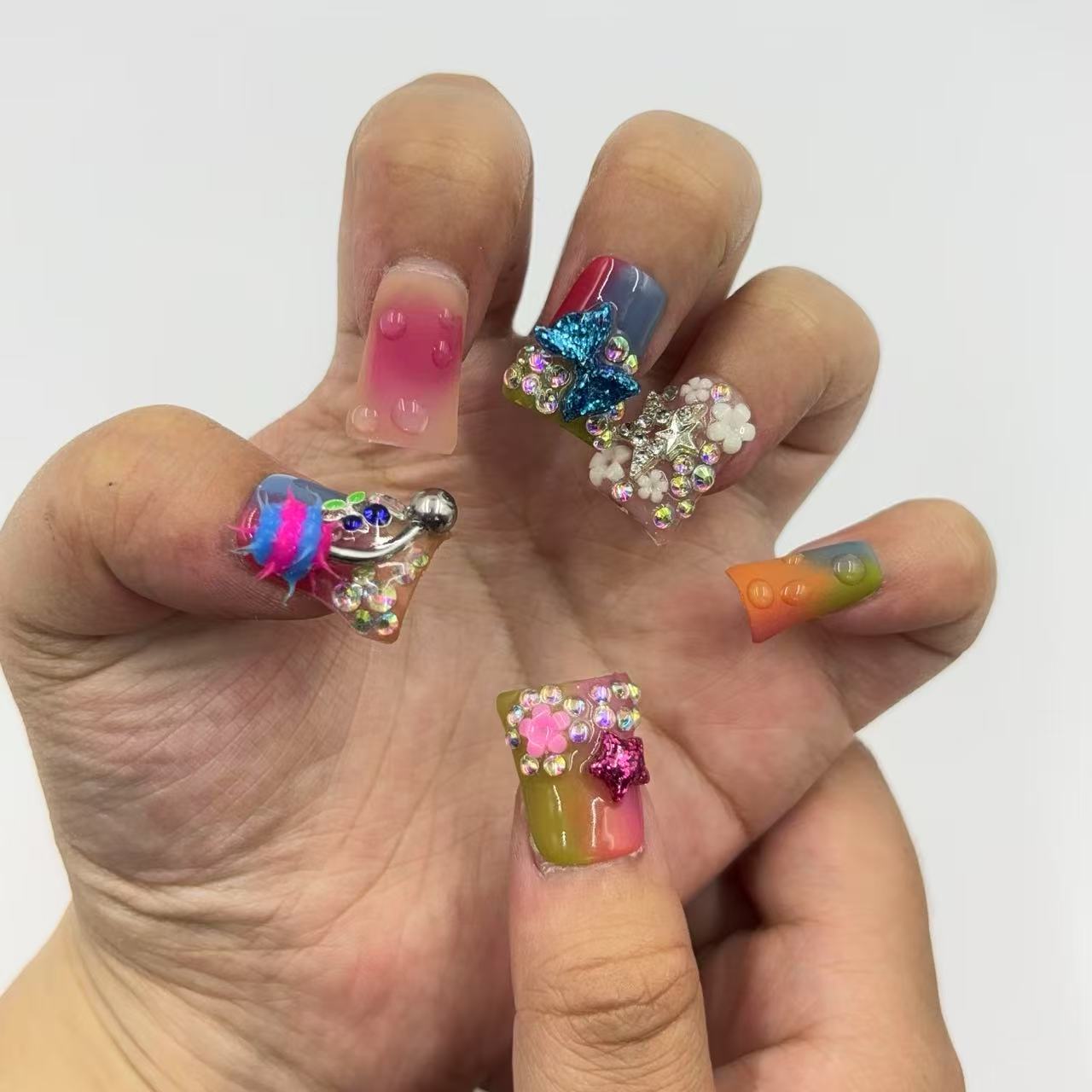 Rainbow Fun Duck Nails L254