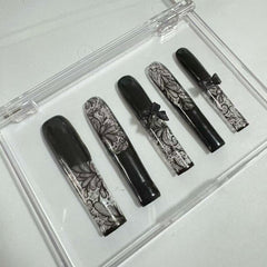 Black & Silver Fantasy Handmade Nails Z002
