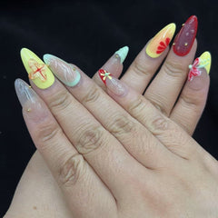 Vivid Tropical Fantasy Handmade Nails D445