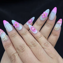 Blossoming Pink Ombre Handmade Nails D448b