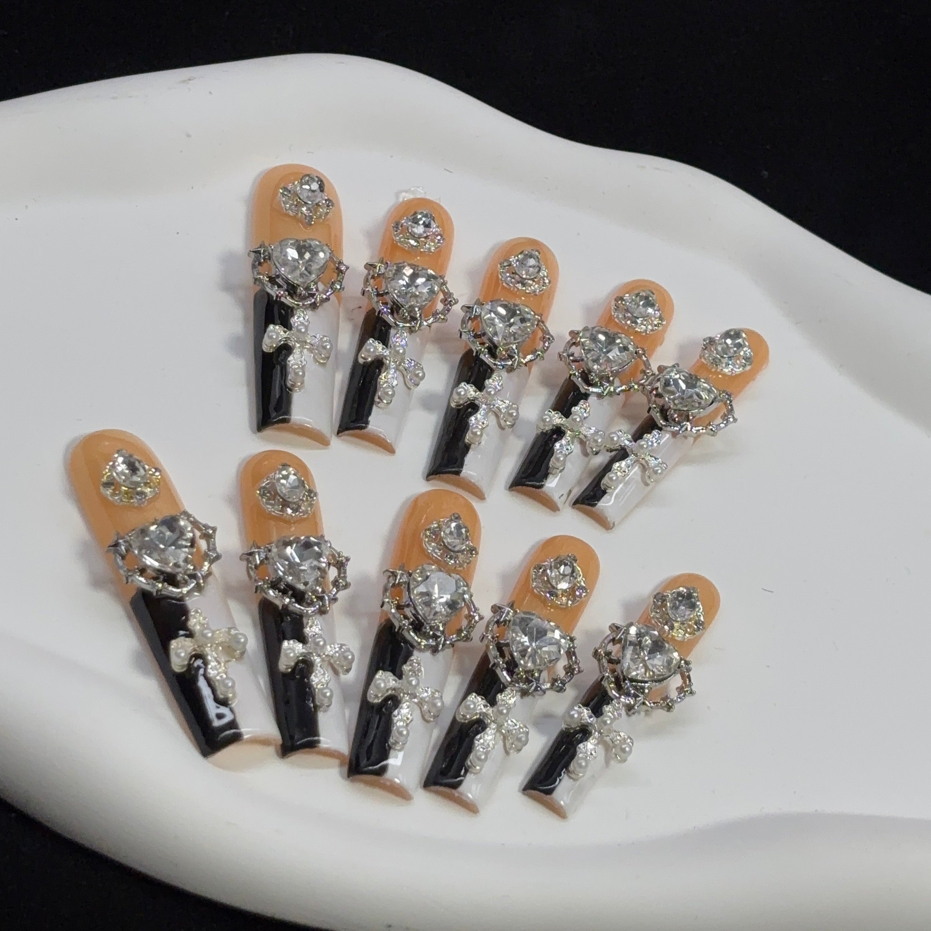 Diamond Cross Handmade Nails G0431