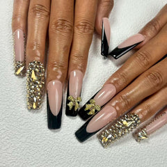 Glamour Bow & Bling Handmade Nails D036