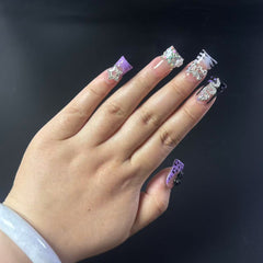 Purple Bling Fantasy Duck Nails L192