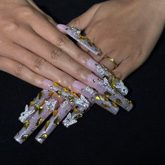 Golden Firework Elegance Handmade Nails G034