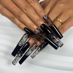Black & Silver Fantasy Handmade Nails Z002