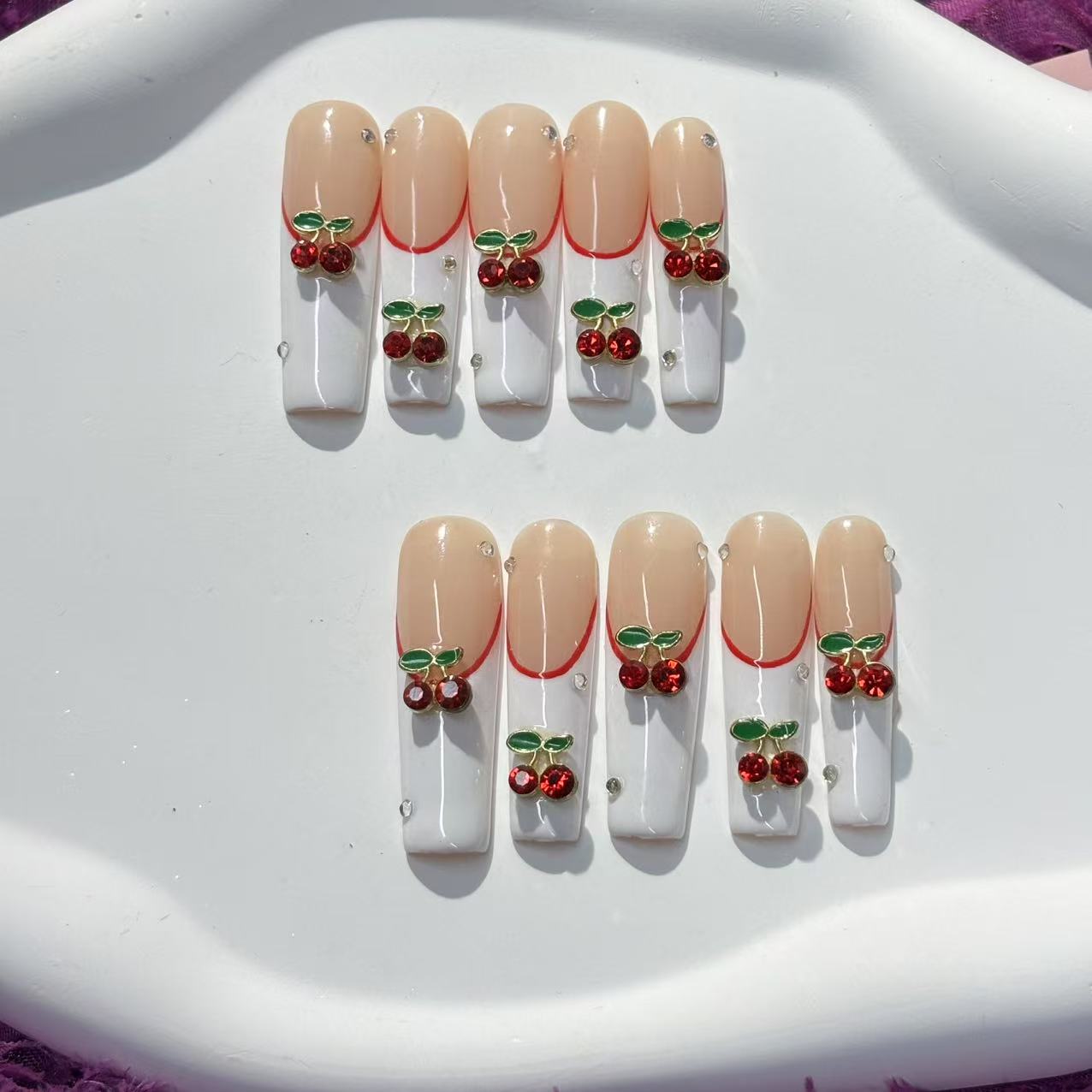 Cherry Blush Handmade Nails G007