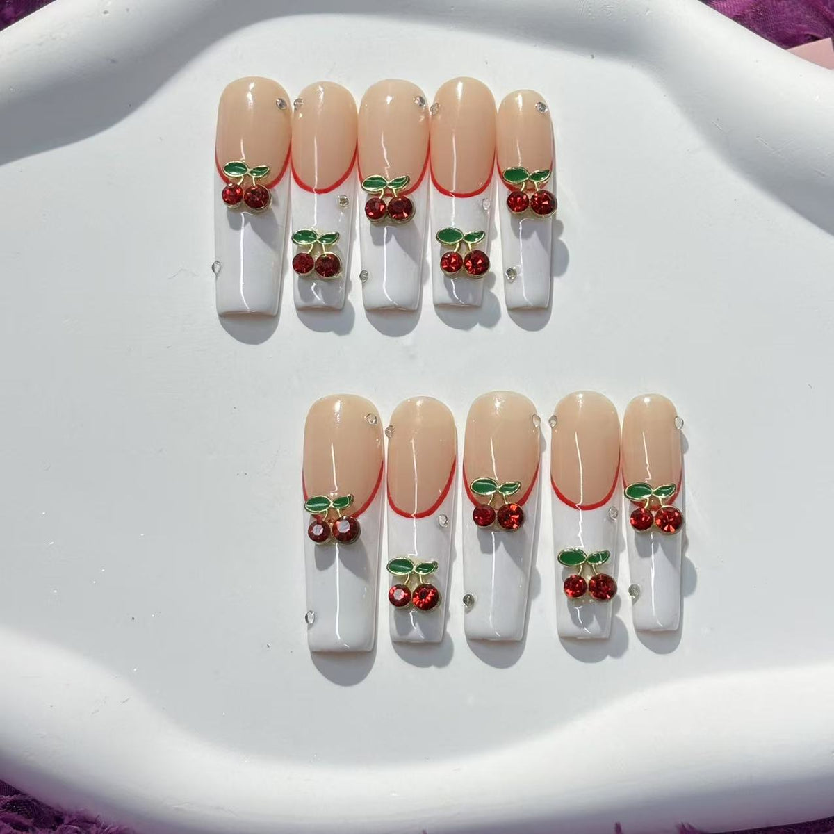 Cherry Blush Handmade Nails G007