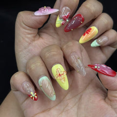 Vivid Tropical Fantasy Handmade Nails D445