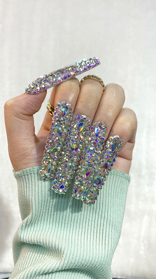 Glamorous Crystal Galaxy Handmade Nails N010
