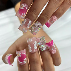 Blushing Sakura Handmade Nails L273