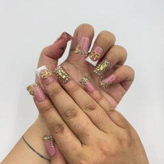 Pink & Gold Duck Nails L234
