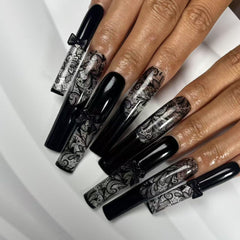 Black & Silver Fantasy Handmade Nails Z002