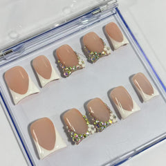 Classic Blush Sparkle Duck Nails D019