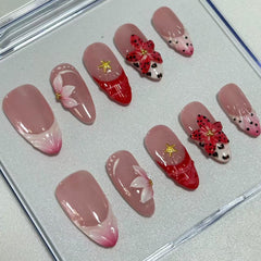 Whimsical Floral Fantasy Handmade Nails D447