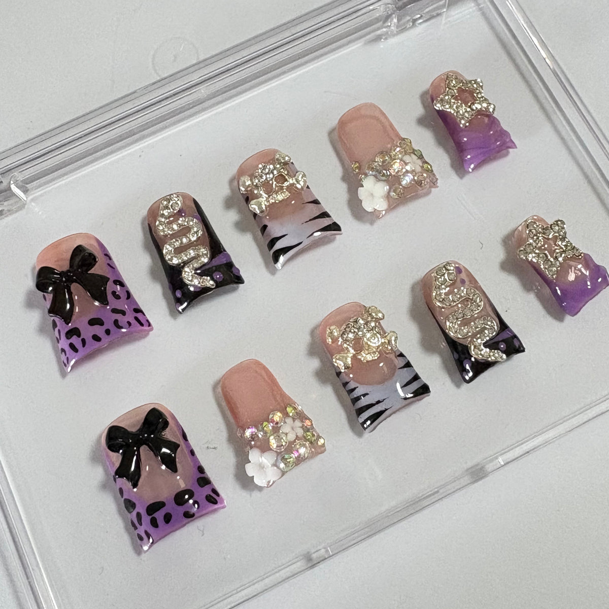 Purple Bling Fantasy Duck Nails L192