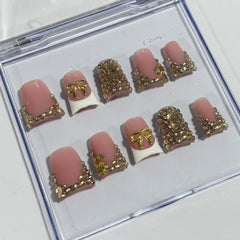 Pink & Gold Duck Nails L234