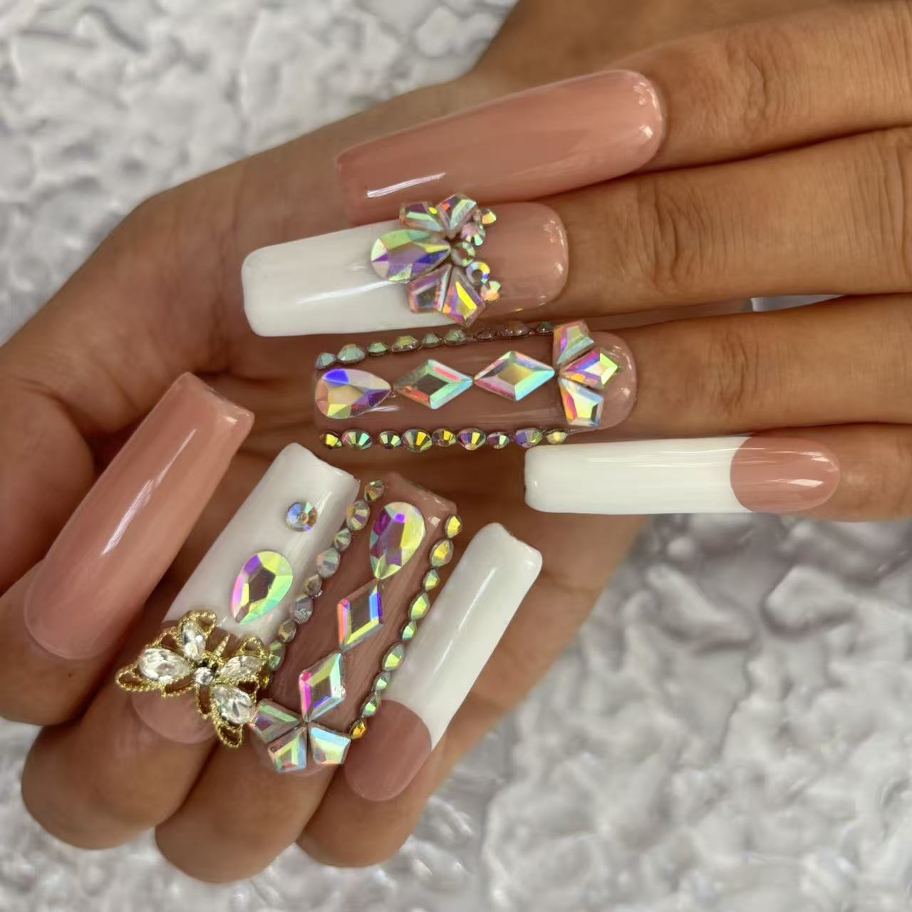 Sparkling Butterfly Handmade Nails D045
