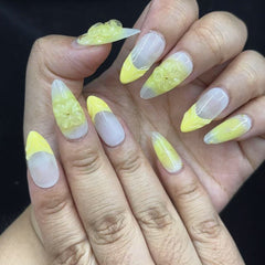 Sunny Floral Gradient Handmade Nails D468