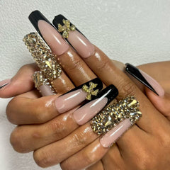 Glamour Bow & Bling Handmade Nails D036