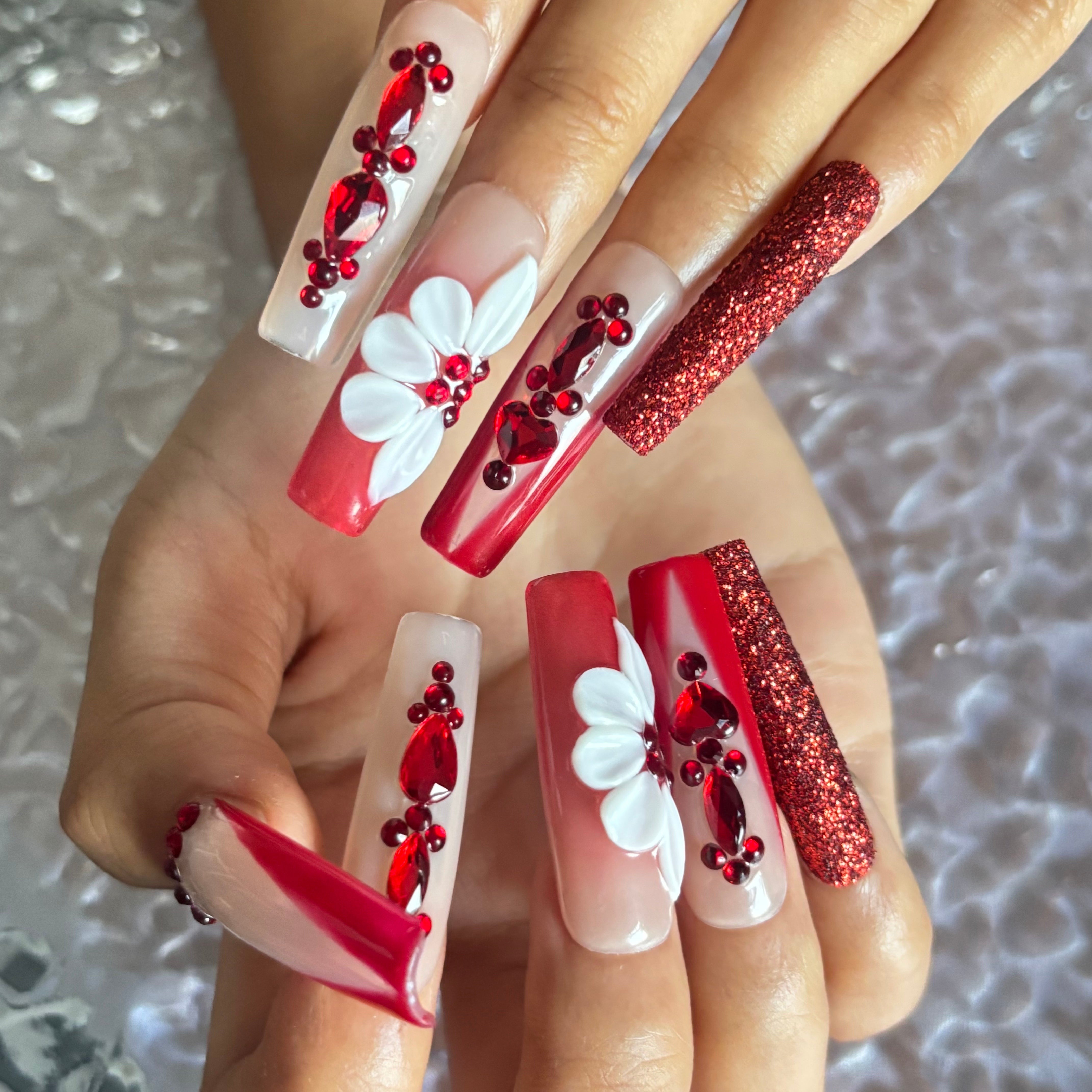 Passionate Ruby Handmade Nails D039