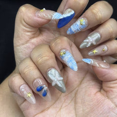 Enchanted Ocean Handmade Nails D454